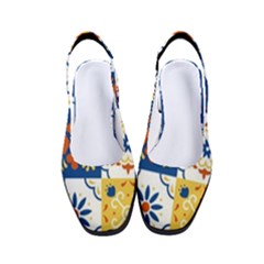 Mexican-talavera-pattern-ceramic-tiles-with-flower-leaves-bird-ornaments-traditional-majolica-style- Women s Classic Slingback Heels