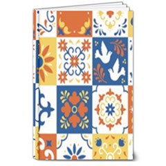 Mexican-talavera-pattern-ceramic-tiles-with-flower-leaves-bird-ornaments-traditional-majolica-style- 8  X 10  Hardcover Notebook