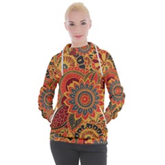 Bright-seamless-pattern-with-paisley-mehndi-elements-hand-drawn-wallpaper-with-floral-traditional Women s Hooded Pullover by uniart180623