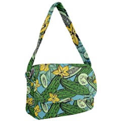 Seamless-pattern-with-cucumber-slice-flower-colorful-hand-drawn-background-with-vegetables-wallpaper Courier Bag