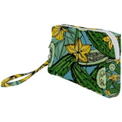 Seamless-pattern-with-cucumber-slice-flower-colorful-hand-drawn-background-with-vegetables-wallpaper Wristlet Pouch Bag (small)