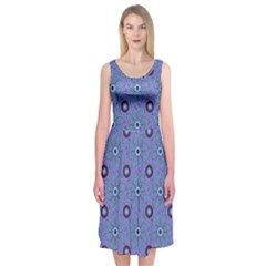Floral-seamless-pattern Midi Sleeveless Dress
