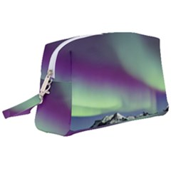 Aurora Stars Sky Mountains Snow Aurora Borealis Wristlet Pouch Bag (large) by uniart180623