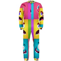 Monsters-emotions-scary-faces-masks-with-mouth-eyes-aliens-monsters-emoticon-set Onepiece Jumpsuit (men) by uniart180623