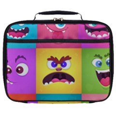 Monsters-emotions-scary-faces-masks-with-mouth-eyes-aliens-monsters-emoticon-set Full Print Lunch Bag by uniart180623