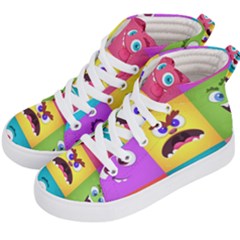 Monsters-emotions-scary-faces-masks-with-mouth-eyes-aliens-monsters-emoticon-set Kids  Hi-top Skate Sneakers by uniart180623