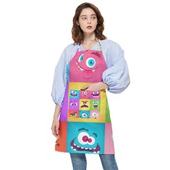 Monsters-emotions-scary-faces-masks-with-mouth-eyes-aliens-monsters-emoticon-set Pocket Apron by uniart180623