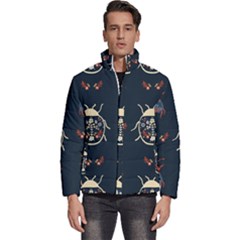Floral-bugs-seamless-pattern Men s Puffer Bubble Jacket Coat