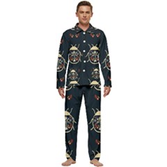 Floral-bugs-seamless-pattern Men s Long Sleeve Velvet Pocket Pajamas Set by uniart180623