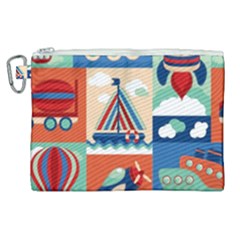 Toy-transport-cartoon-seamless-pattern-with-airplane-aerostat-sail-yacht-vector-illustration Canvas Cosmetic Bag (xl) by uniart180623