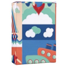 Toy-transport-cartoon-seamless-pattern-with-airplane-aerostat-sail-yacht-vector-illustration Playing Cards Single Design (rectangle) With Custom Box by uniart180623