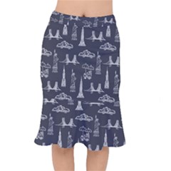 New York City Nyc Pattern Short Mermaid Skirt by uniart180623