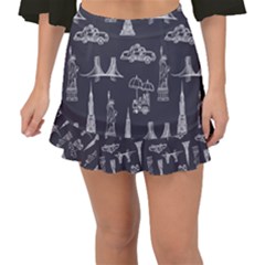 New York City Nyc Pattern Fishtail Mini Chiffon Skirt by uniart180623