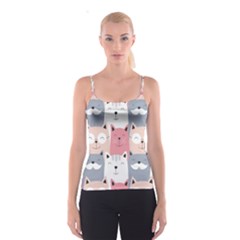 Cute Seamless Pattern With Cats Spaghetti Strap Top by uniart180623