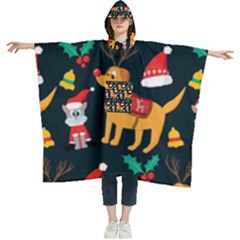 Funny Christmas Pattern Background Women s Hooded Rain Ponchos by uniart180623