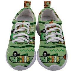 Seamless Pattern Fishes Pirates Cartoon Kids Athletic Shoes