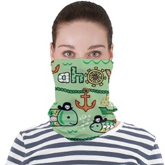 Seamless Pattern Fishes Pirates Cartoon Face Seamless Bandana (adult) by uniart180623