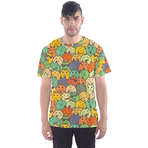 Seamless Pattern With Doodle Bunny Men s Sport Mesh Tee by uniart180623