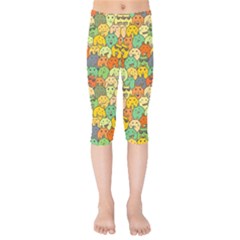 Seamless Pattern With Doodle Bunny Kids  Capri Leggings  by uniart180623