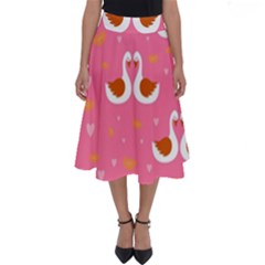 Swan-pattern-elegant-style Perfect Length Midi Skirt by uniart180623