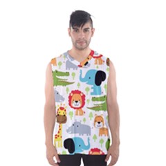 Seamless-pattern-vector-with-animals-cartoon Men s Basketball Tank Top by uniart180623