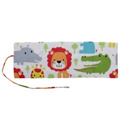 Seamless-pattern-vector-with-animals-cartoon Roll Up Canvas Pencil Holder (m) by uniart180623