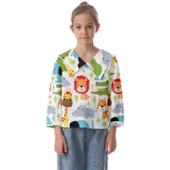 Seamless-pattern-vector-with-animals-cartoon Kids  Sailor Shirt by uniart180623