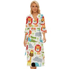 Seamless-pattern-vector-with-animals-cartoon Midsummer Wrap Dress by uniart180623