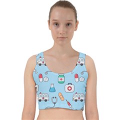 Medical-seamless-pattern Velvet Racer Back Crop Top by uniart180623