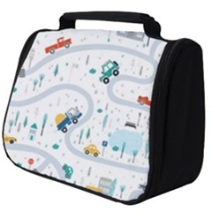 Cute-children-s-seamless-pattern-with-cars-road-park-houses-white-background-illustration-town Full Print Travel Pouch (big)