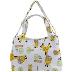 Vector-pattern-with-cute-giraffe-cartoon Double Compartment Shoulder Bag by uniart180623