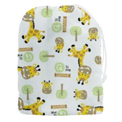 Vector-pattern-with-cute-giraffe-cartoon Drawstring Pouch (3xl) by uniart180623