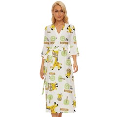 Vector-pattern-with-cute-giraffe-cartoon Midsummer Wrap Dress by uniart180623