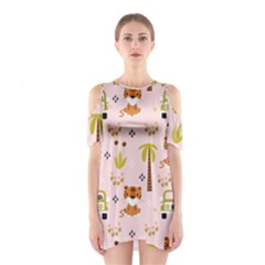 Cute-tiger-car-safari-seamless-pattern Shoulder Cutout One Piece Dress by uniart180623