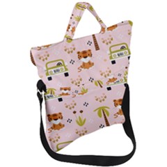 Cute-tiger-car-safari-seamless-pattern Fold Over Handle Tote Bag by uniart180623