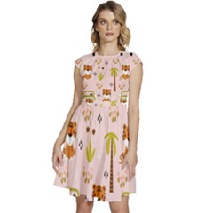 Cute-tiger-car-safari-seamless-pattern Cap Sleeve High Waist Dress by uniart180623