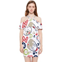 Animals-pattern Shoulder Frill Bodycon Summer Dress