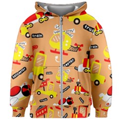 Seamless-pattern-cartoon-with-transportation-vehicles Kids  Zipper Hoodie Without Drawstring by uniart180623