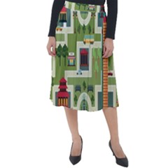 City-seamless-pattern Classic Velour Midi Skirt  by uniart180623