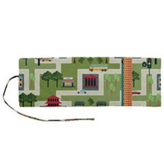 City-seamless-pattern Roll Up Canvas Pencil Holder (m) by uniart180623