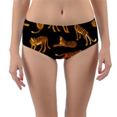 Seamless-exotic-pattern-with-tigers Reversible Mid-waist Bikini Bottoms by uniart180623