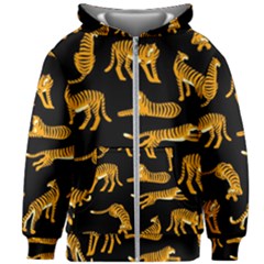 Seamless-exotic-pattern-with-tigers Kids  Zipper Hoodie Without Drawstring