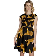 Seamless-exotic-pattern-with-tigers Cap Sleeve High Waist Dress by uniart180623