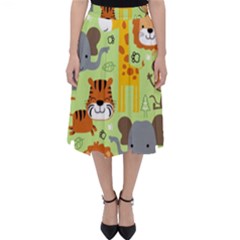 Seamless-pattern-vector-with-animals-wildlife-cartoon Classic Midi Skirt