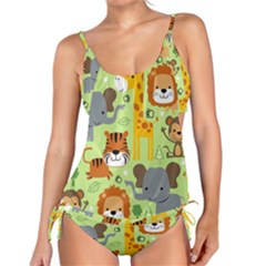 Seamless-pattern-vector-with-animals-wildlife-cartoon Tankini Set