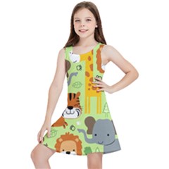 Seamless-pattern-vector-with-animals-wildlife-cartoon Kids  Lightweight Sleeveless Dress by uniart180623