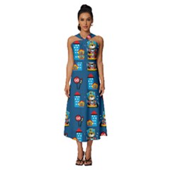 Racing-car-printing-set-cartoon-vector-pattern Sleeveless Cross Front Cocktail Midi Chiffon Dress by uniart180623