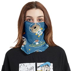 Seamless-pattern-funny-astronaut-outer-space-transportation Face Covering Bandana (two Sides) by uniart180623