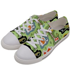Seamless-pattern-with-wildlife-animals-cartoon Women s Low Top Canvas Sneakers by uniart180623