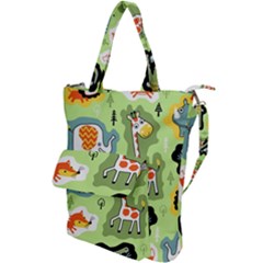 Seamless-pattern-with-wildlife-animals-cartoon Shoulder Tote Bag